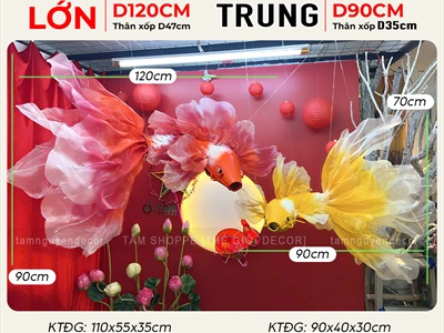 Mô hình cá chép decor đuôi lá thân xốp [Form đẹp - Nhiều cỡ/ màu] TCV-CA-04